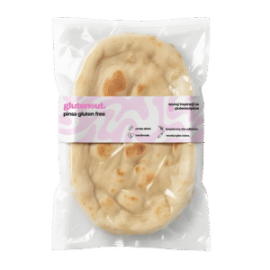 Bezglutenowa pinsa GlutenOut z mieszanki naturalnych mąk – ryżowej, kukurydzianej, ziemniaczanej, z grochu i prosa. Lekka, chrupiąca i wegańska baza do pizzy.